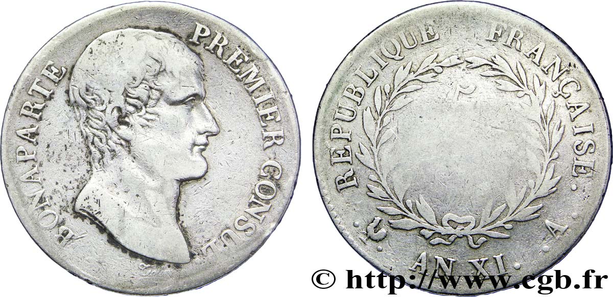 5 francs Bonaparte Premier Consul 1803 Paris F.301/1 B12 
