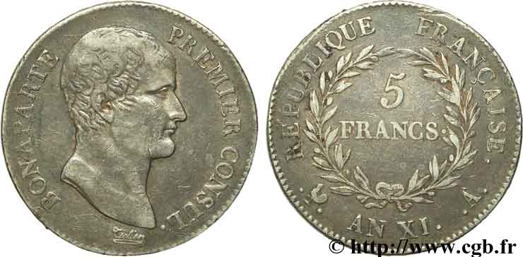 5 francs Bonaparte Premier Consul 1803 Paris F.301/1 TTB40 