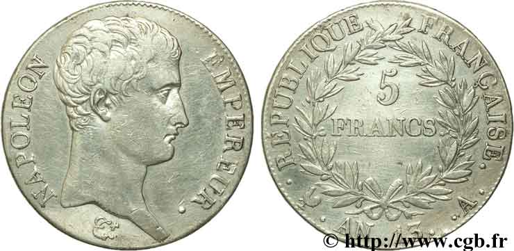 5 francs Napoléon Empereur, Calendrier révolutionnaire 1805 Paris F.303/2 SS45 