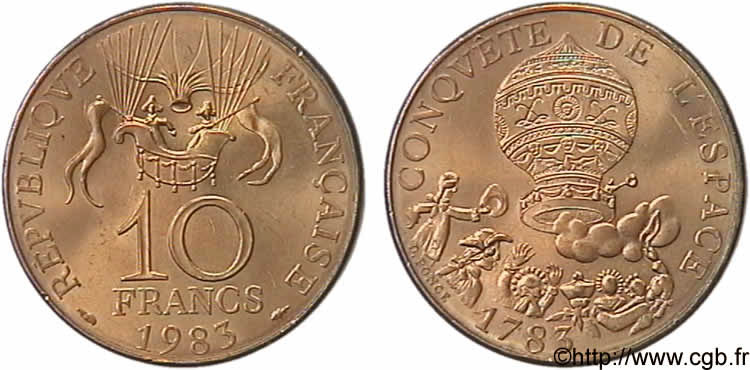 10 francs Conquête de l’Espace, tranche A 1983  F.367/2 fST63 