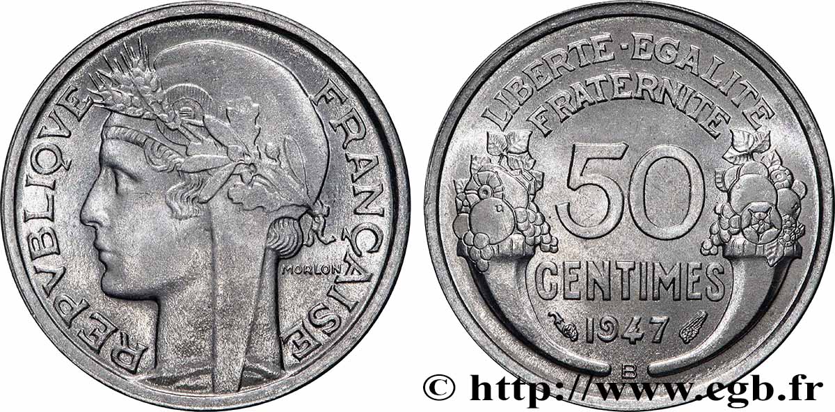 50 centimes Morlon, légère 1947 Beaumont-le-Roger F.194/11 SPL64 
