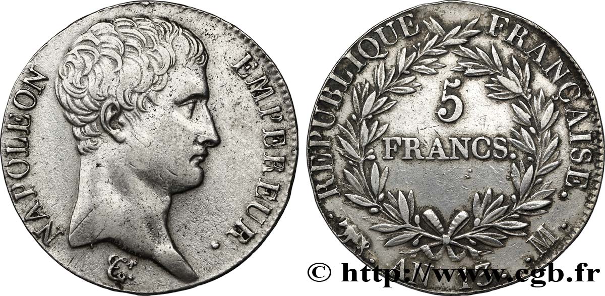 5 francs Napoléon Empereur, Calendrier révolutionnaire 1805 Toulouse F.303/13 TTB49 