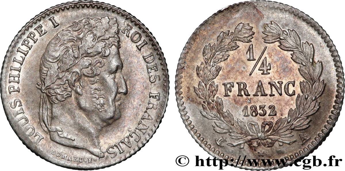 1/4 franc Louis-Philippe 1832 Paris F.166/12 SUP 