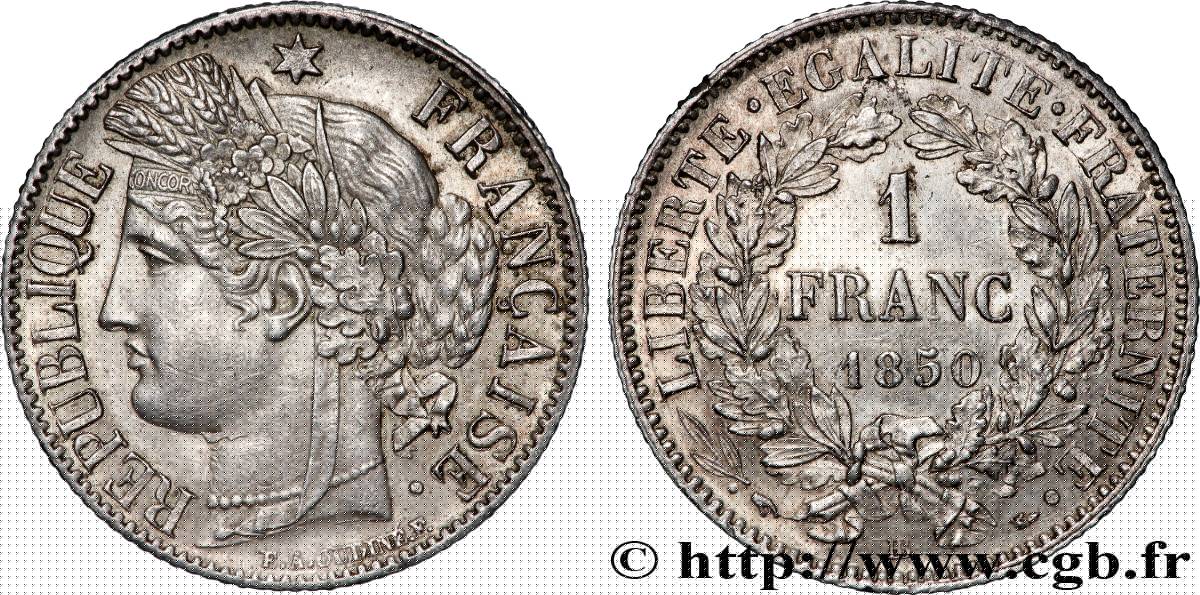 1 franc Cérès, IIe République 1850 Strasbourg F.211/7 fVZ 