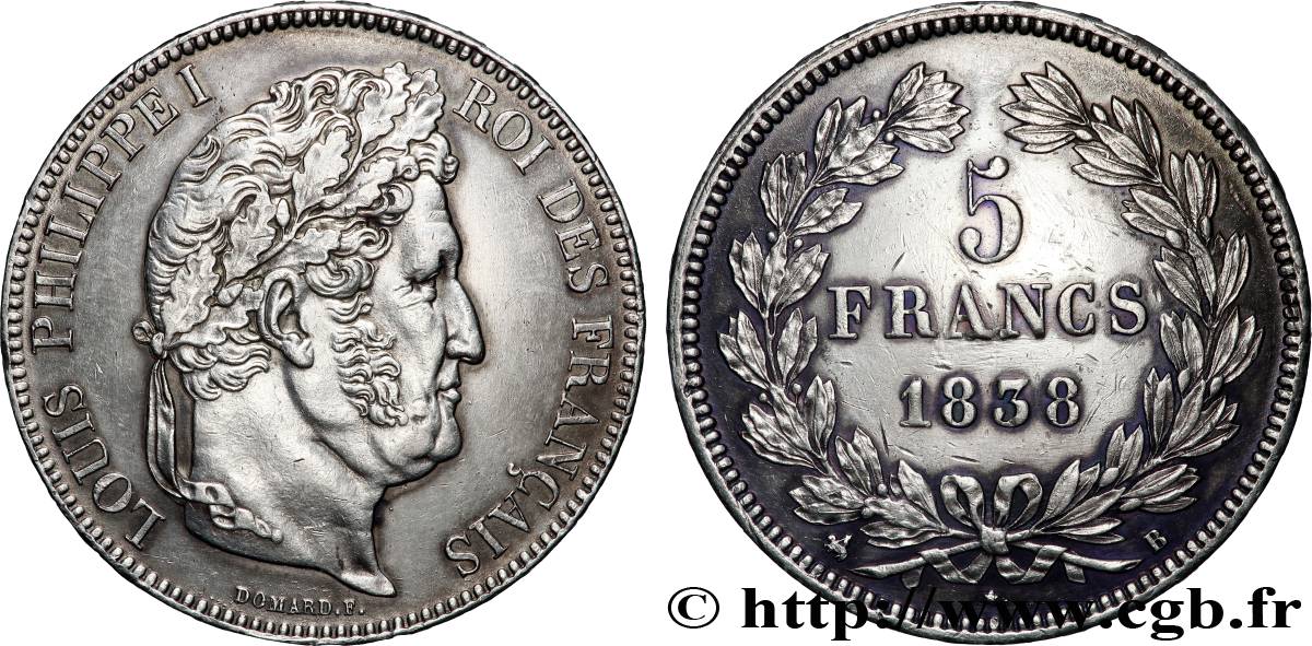 5 francs IIe type Domard 1838 Rouen F.324/69 SUP 