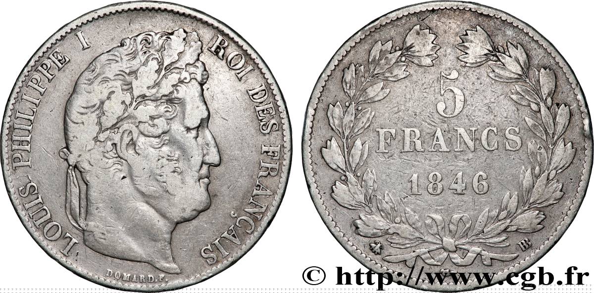 5 francs IIIe type Domard 1846 Strasbourg F.325/11 BC 