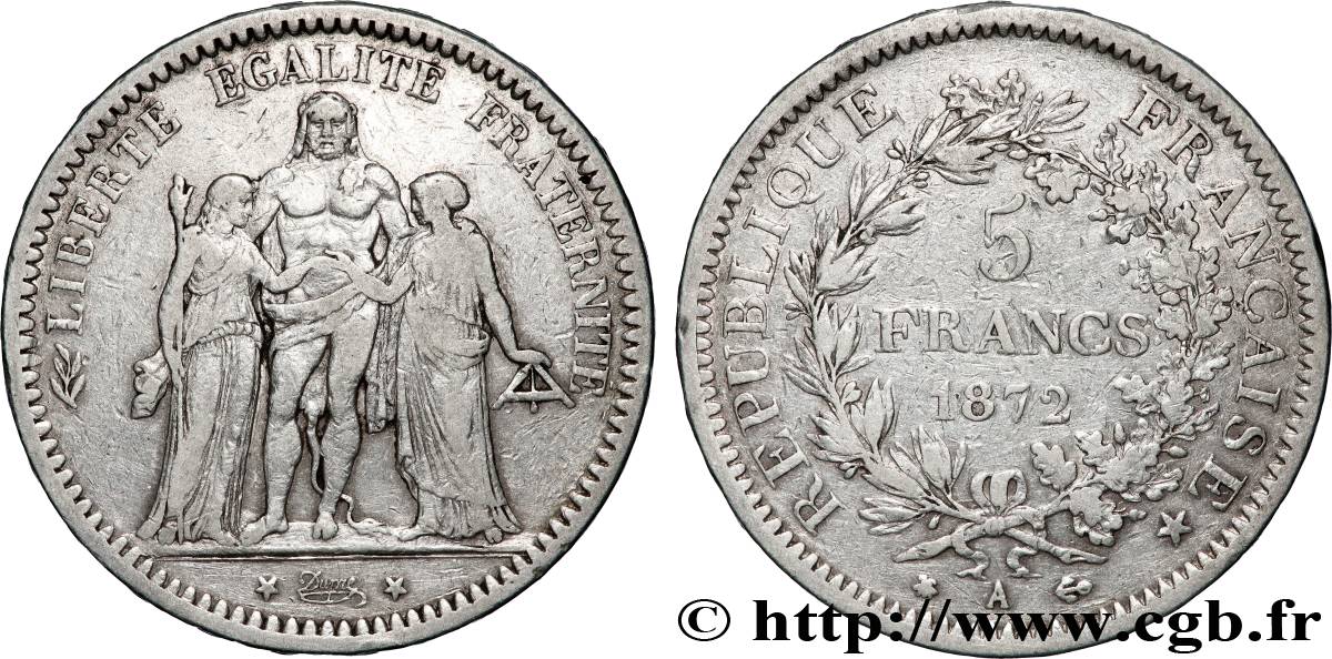 5 francs Hercule 1872 Paris F.334/6 TB+ 