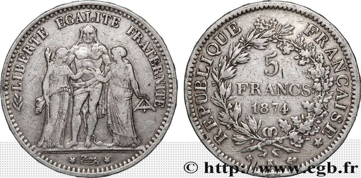 5 francs Hercule 1874 Bordeaux F.334/13 TB+ 