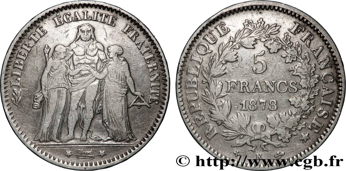5 francs Hercule 1878 Bordeaux F.334/23 TB+ 
