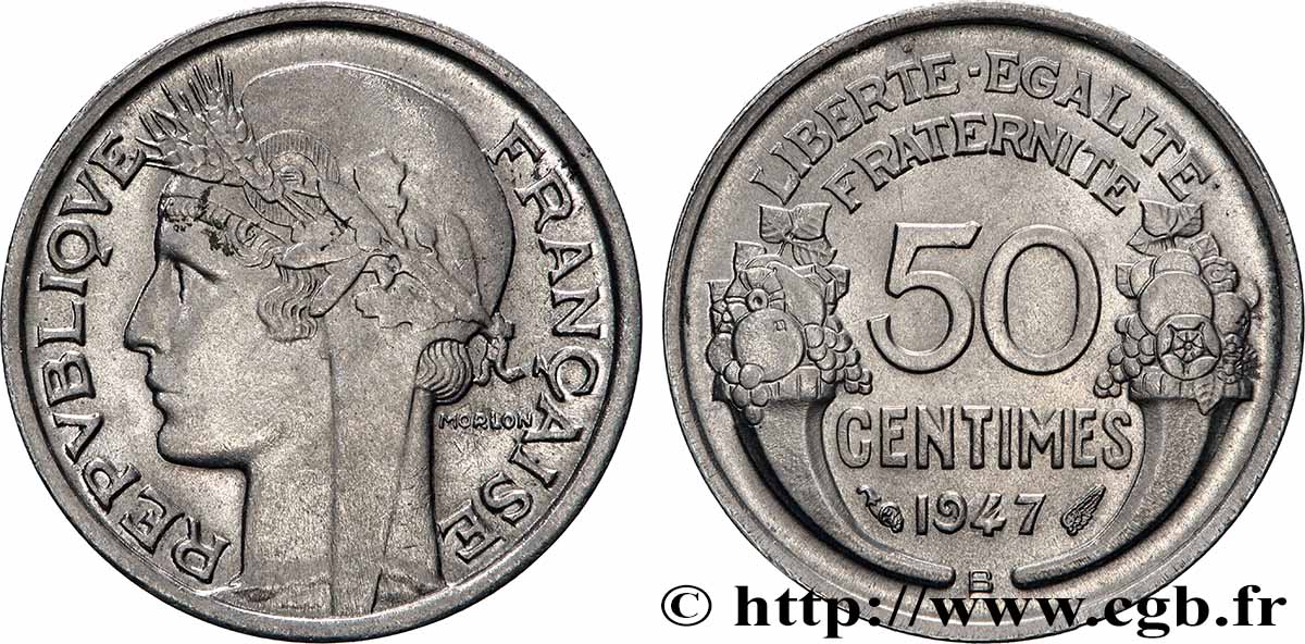 50 centimes Morlon, légère 1947 Beaumont-le-Roger F.194/11 SPL64 