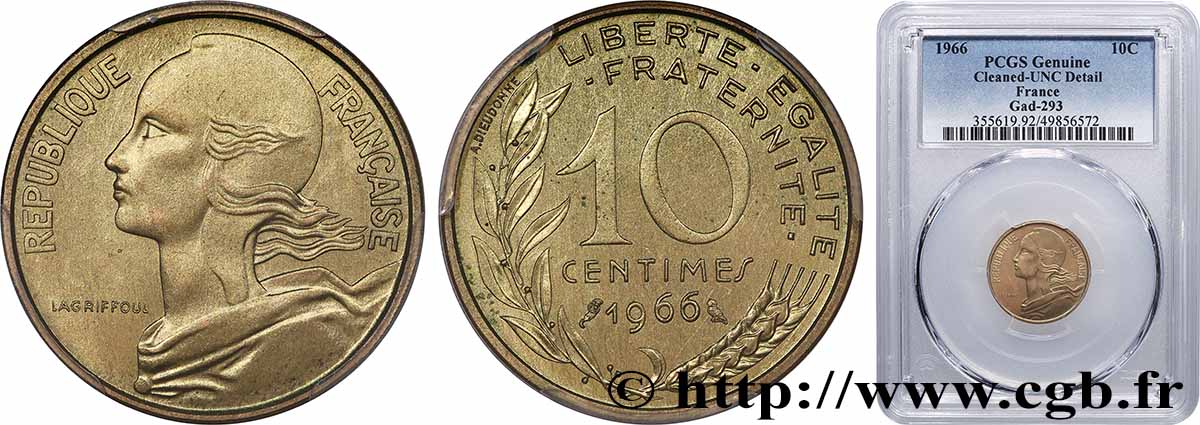 10 centimes Marianne 1966 Paris F.144/6 SUP+ PCGS