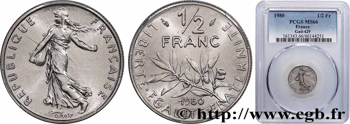 1/2 franc Semeuse 1980  F.198/19 FDC66 PCGS