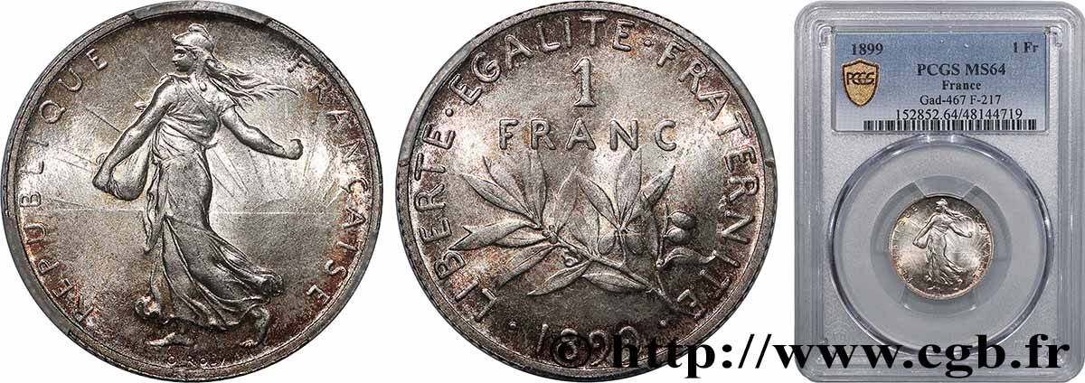 1 franc Semeuse 1899 Paris F.217/3 SPL64 PCGS