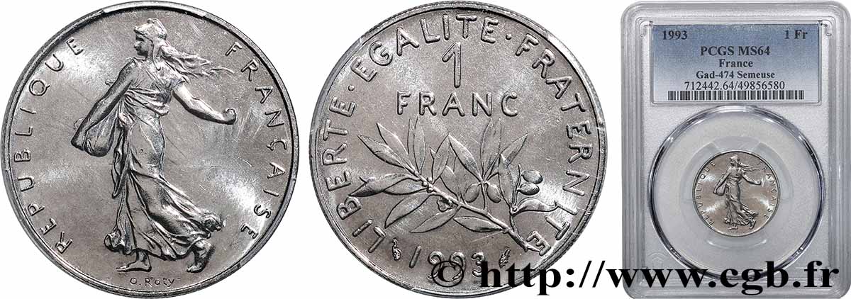 1 franc Semeuse, nickel 1993 Pessac F.226/40 SPL64 PCGS