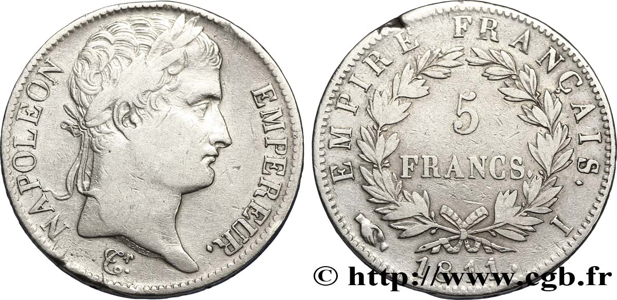 5 francs Napoléon Empereur, Empire français 1811 Limoges F.307/32 XF40 
