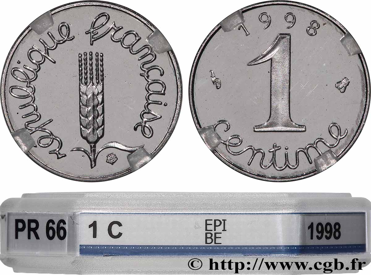 1 centime Épi, BE (Belle Épreuve) 1998 Pessac F.106/58 var. MS66 GENI