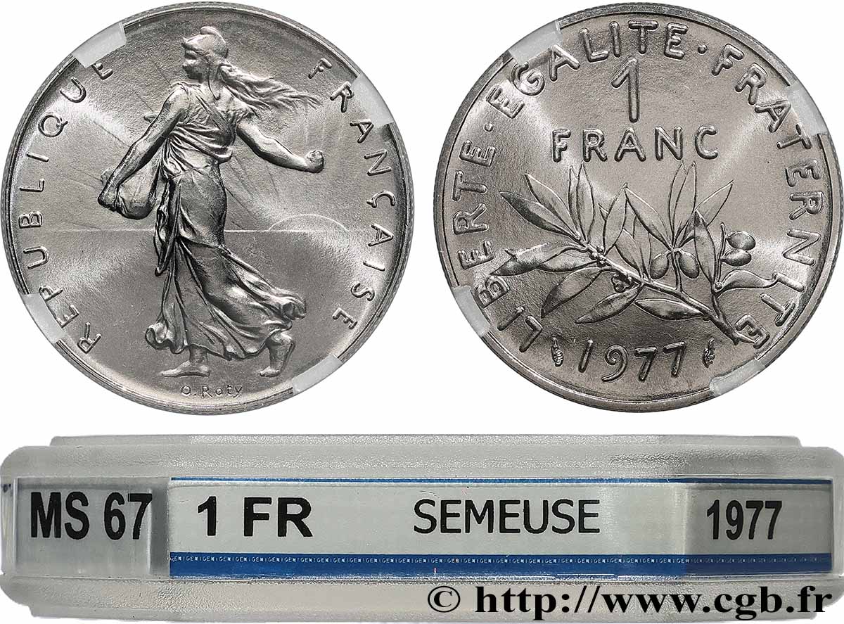 1 franc Semeuse, nickel 1977 Pessac F.226/22 MS67 GENI