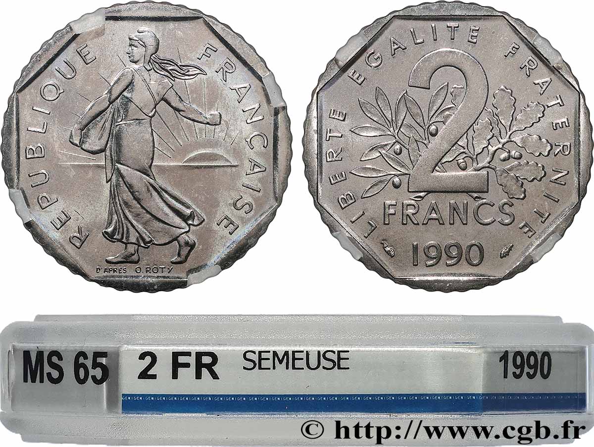 2 francs Semeuse, nickel 1990 Pessac F.272/14 FDC65 GENI