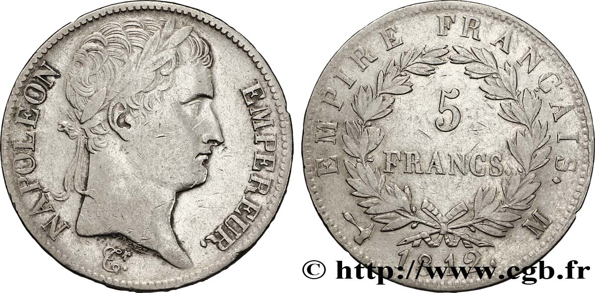 5 francs Napoléon Empereur, Empire français 1812 Toulouse F.307/49 TTB48 