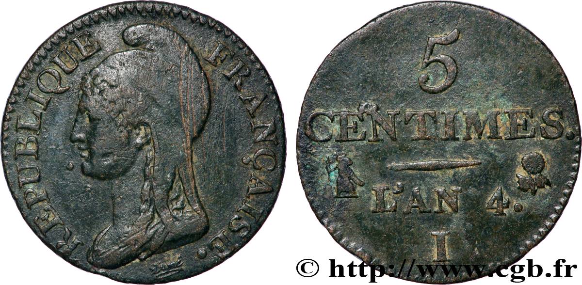 5 centimes Dupré, petit module 1796 Limoges F.113/2 TB 