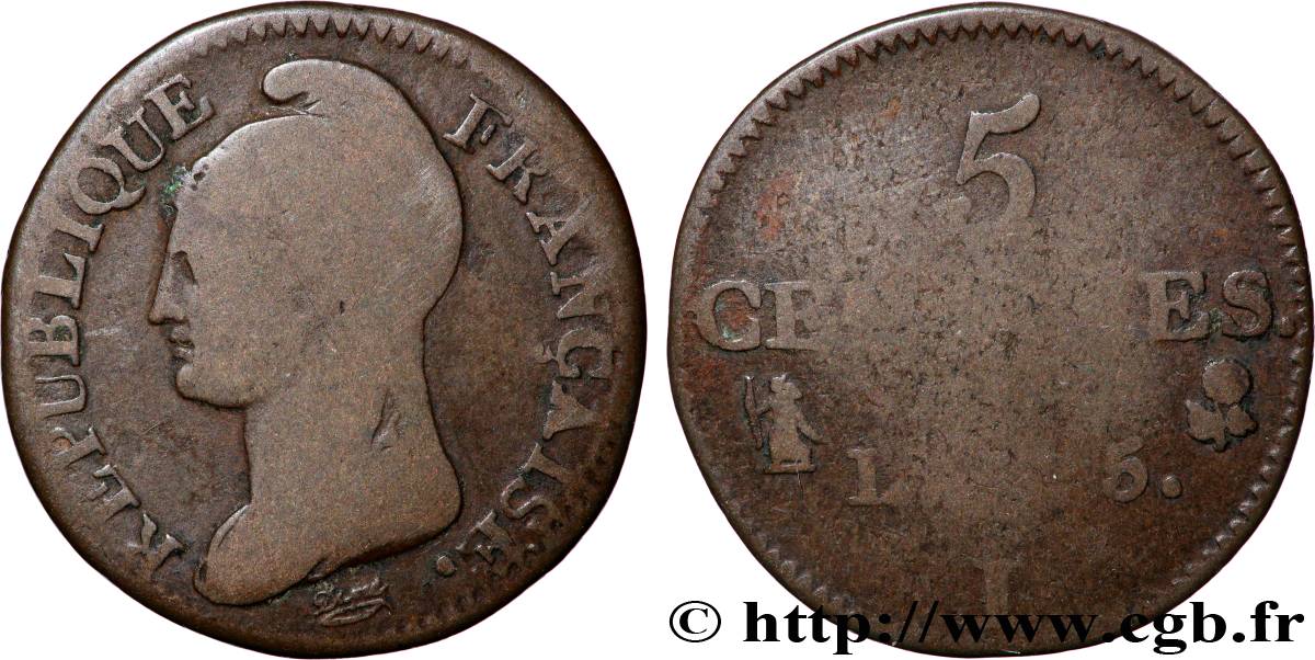 5 centimes Dupré, petit module 1797 Limoges F.113/6 B 