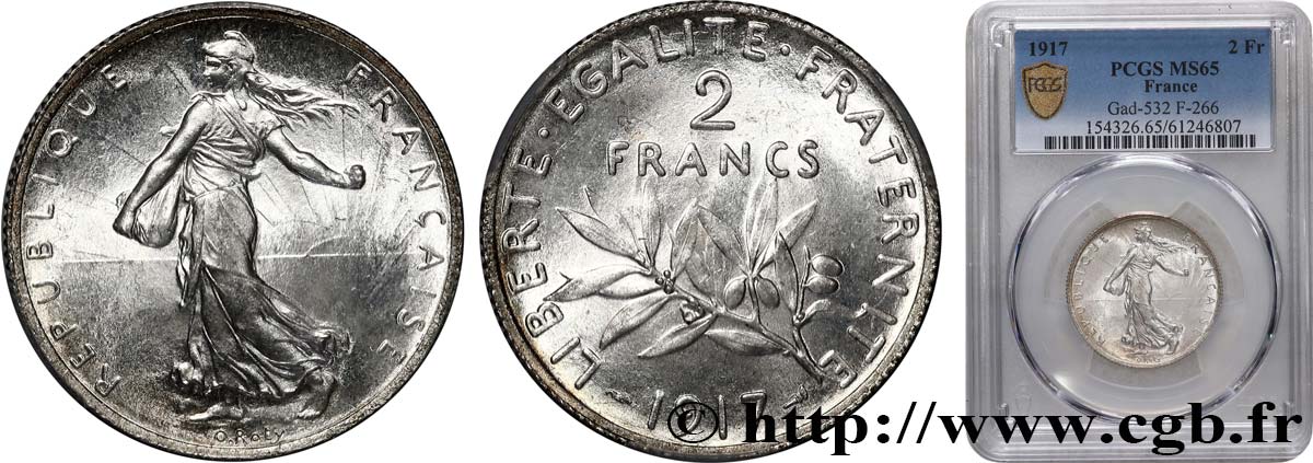 2 francs Semeuse 1917  F.266/19 FDC65 PCGS