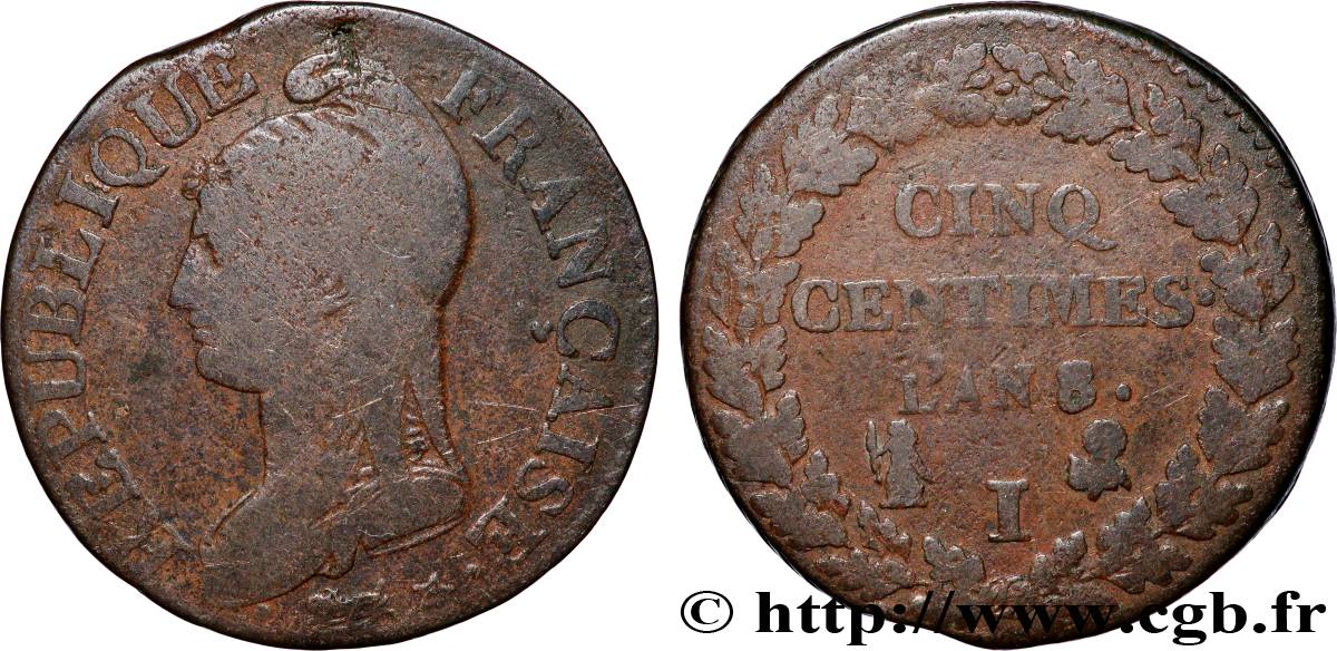 Cinq centimes Dupré, grand module 1800 Limoges F.115/128 S 