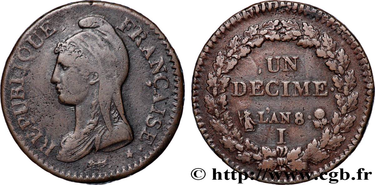 Un décime Dupré, grand module 1800 Limoges F.129/67 TTB40 