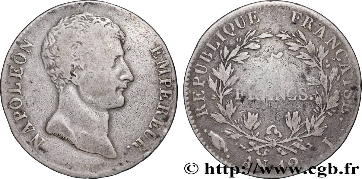 5 francs Napoléon Empereur, type intermédiaire 1804 Limoges F.302/5 B+ 