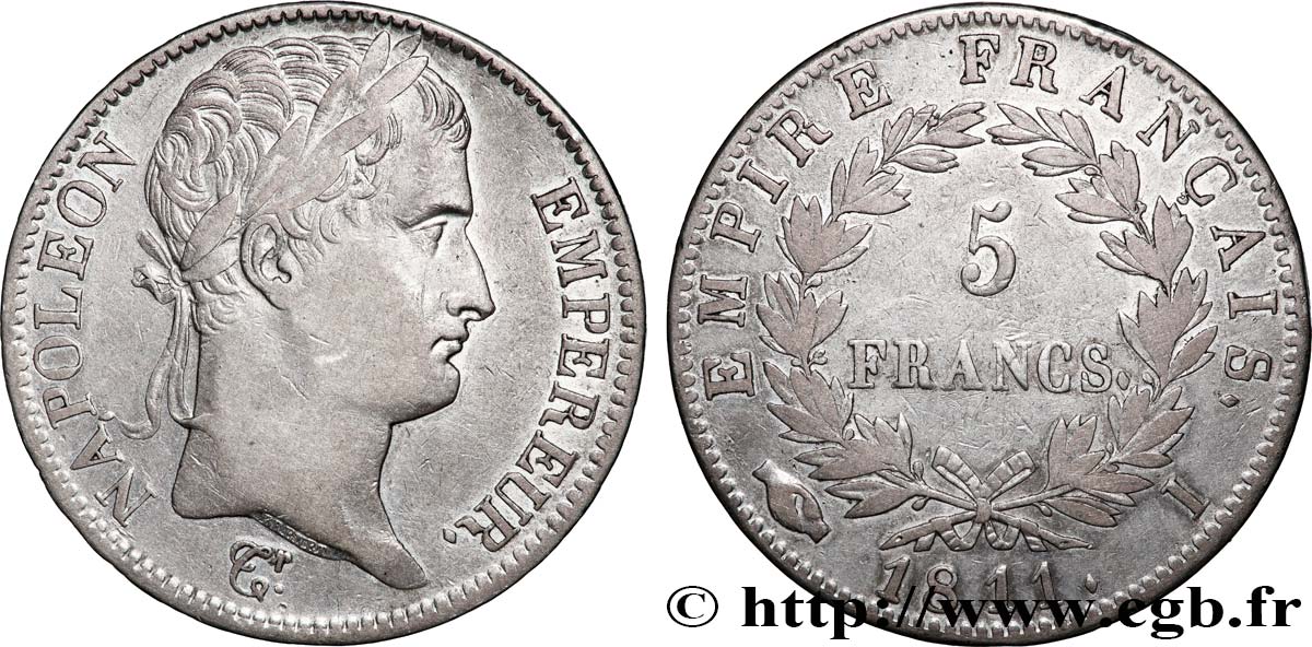 5 francs Napoléon Empereur, Empire français 1811 Limoges F.307/32 TB 