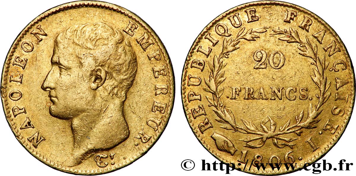 20 francs or Napoléon tête nue, Calendrier grégorien 1806 Limoges F.513/2 TTB 