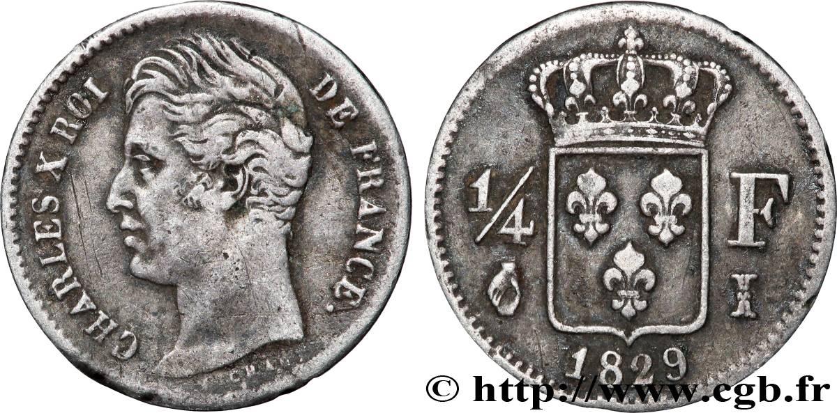 1/4 franc Charles X 1829 Limoges F.164/33 VF 