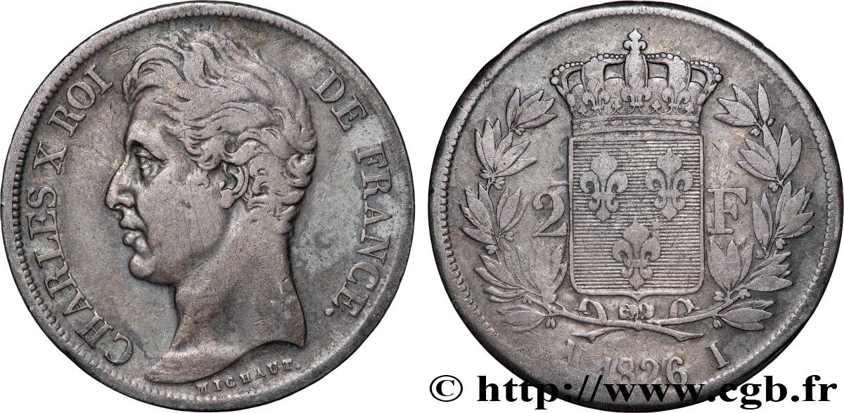2 francs Charles X 1826 Limoges F.258/17 VF 
