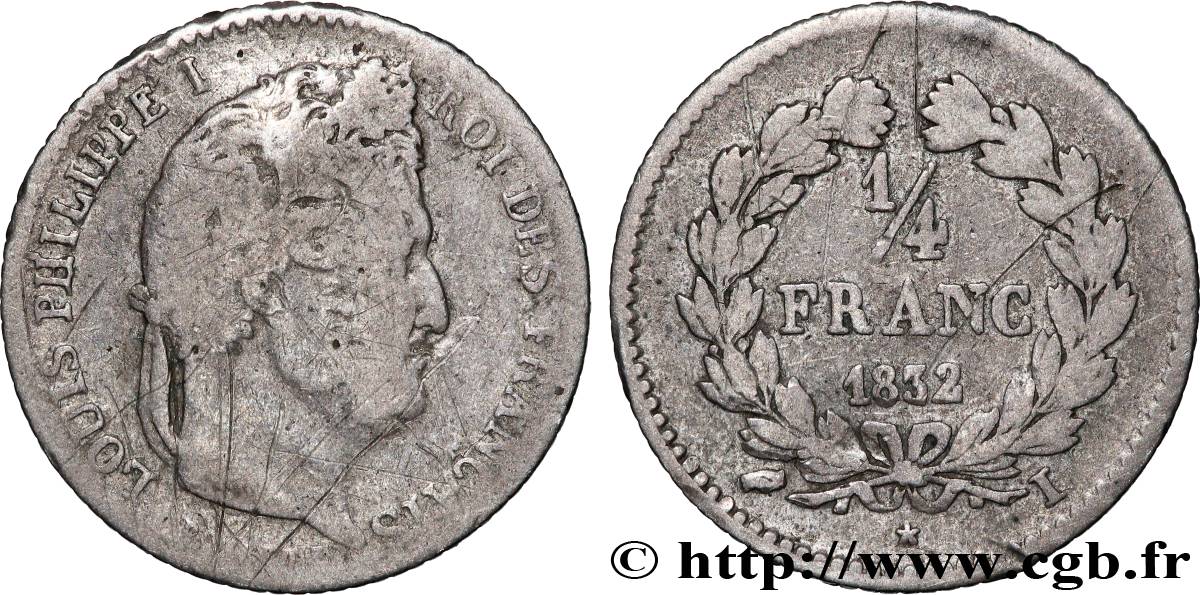 1/4 franc Louis-Philippe 1832 Limoges F.166/20 VG 
