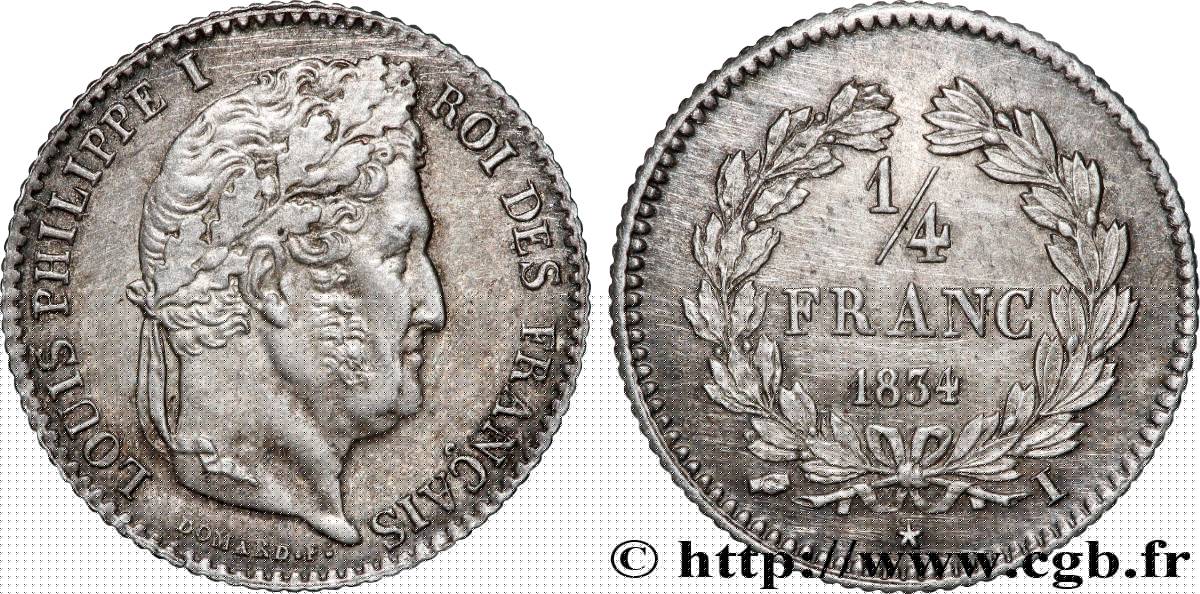 1/4 franc Louis-Philippe 1834 Limoges F.166/42 TTB+ 