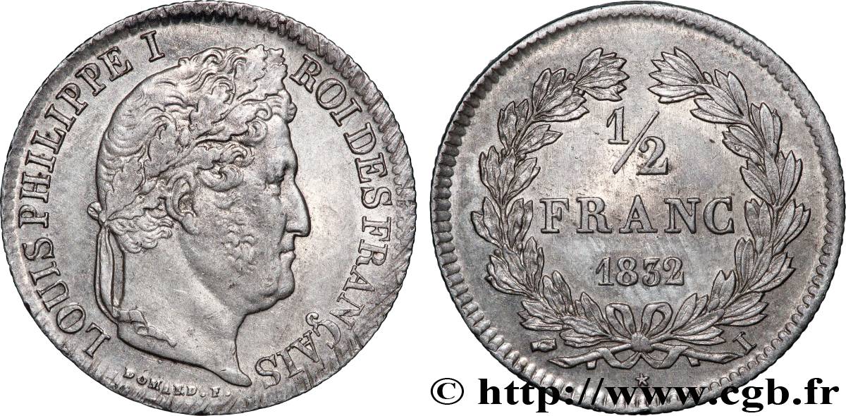 1/2 franc Louis-Philippe 1832 Limoges F.182/20 AU58 