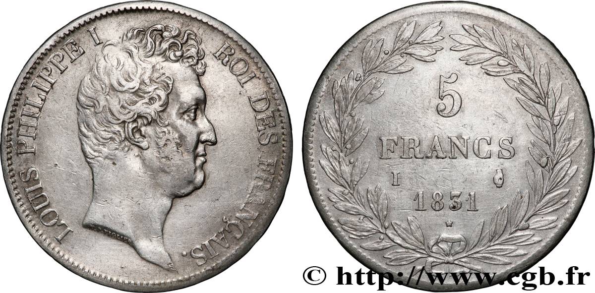 5 francs type Tiolier avec le I, tranche en creux 1831 Limoges F.315/19 TTB 