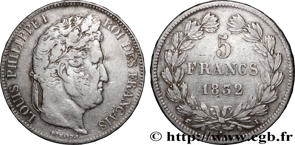 5 francs, IIe type Domard 1832 Limoges F.324/6 TB+ 