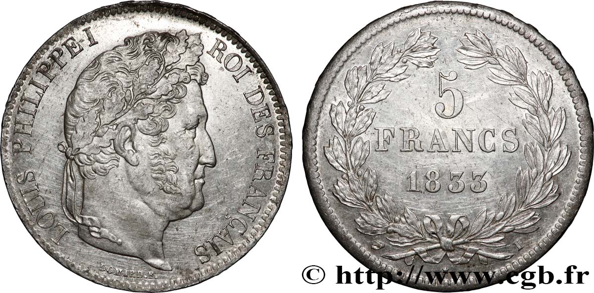 5 francs IIe type Domard 1833 Limoges F.324/20 TTB+ 