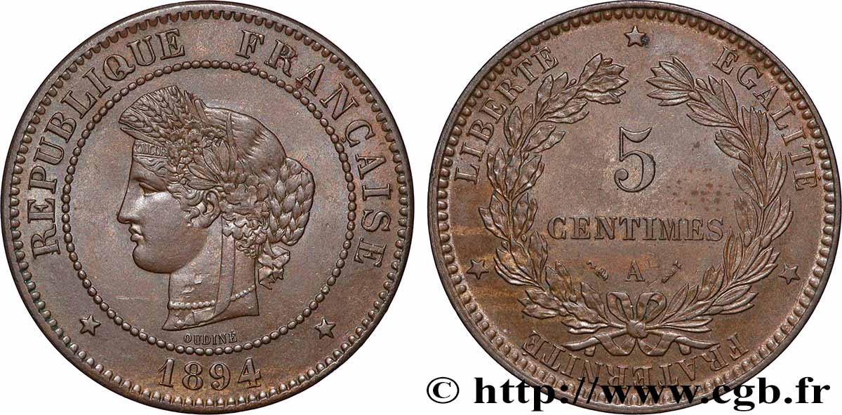 5 centimes Cérès 1894 Paris F.118/36 SUP61 