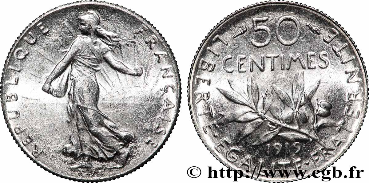 50 centimes Semeuse 1919 Paris F.190/26 MS64 