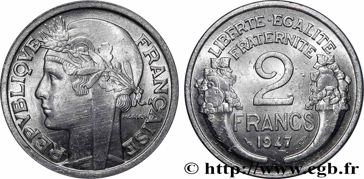 2 francs Morlon, aluminium 1947  F.269/10 SUP62 