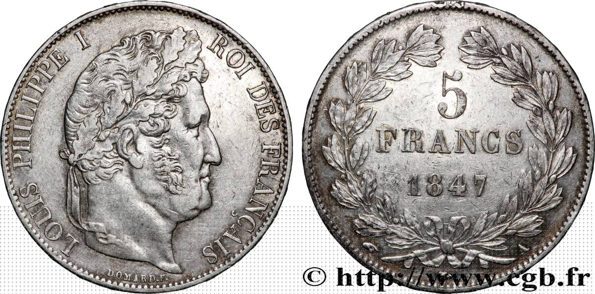 5 francs IIIe type Domard 1847 Paris F.325/14 TTB 