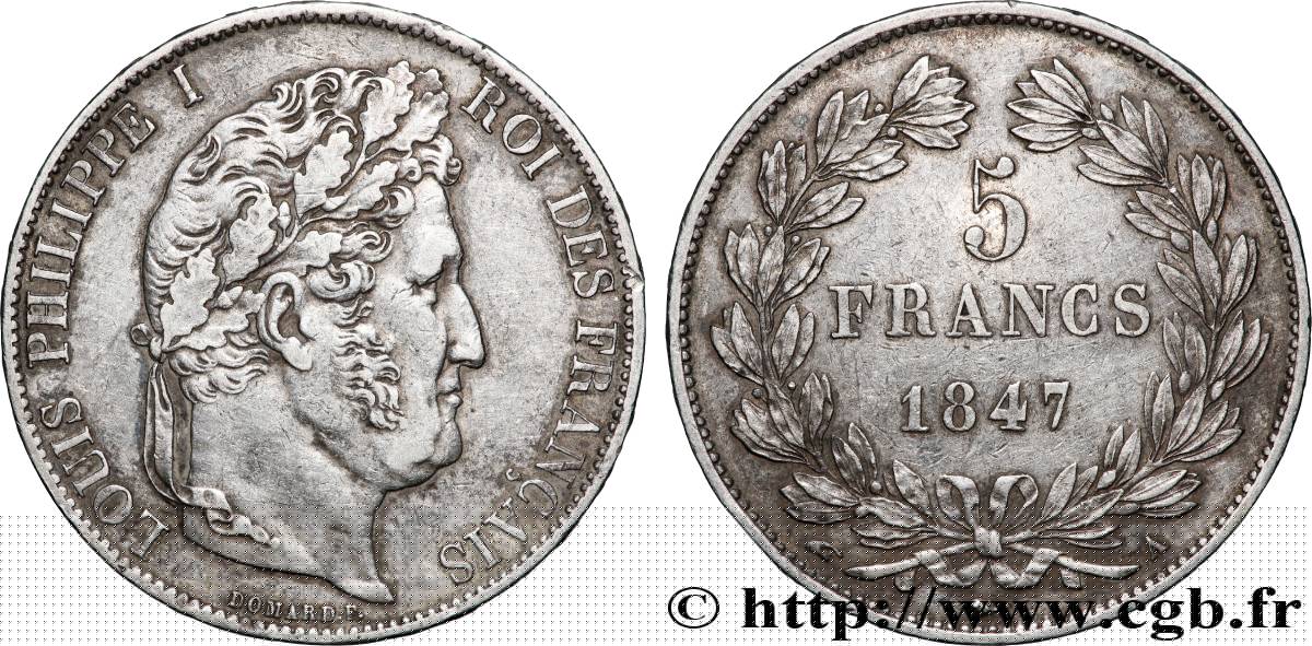 5 francs IIIe type Domard 1847 Paris F.325/14 fVZ 
