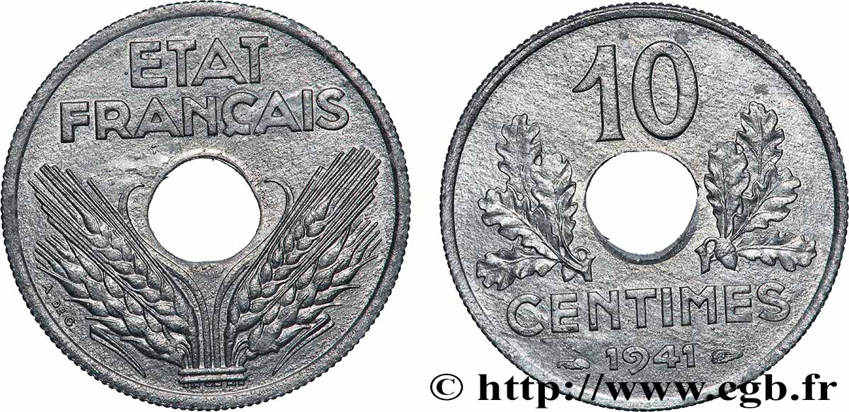 10 centimes État français, grand module 1941 Paris F.141/2 FDC65 