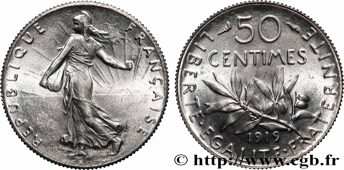 50 centimes Semeuse 1919 Paris F.190/26 MS64 