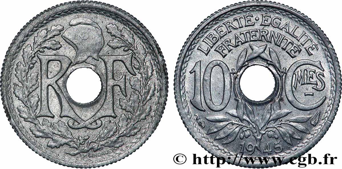 10 centimes Lindauer, petit module 1945  F.143/2 SUP62 