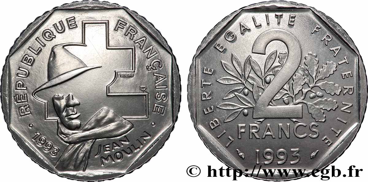Essai de 2 francs Jean Moulin 1993  F.273/1 SPL 