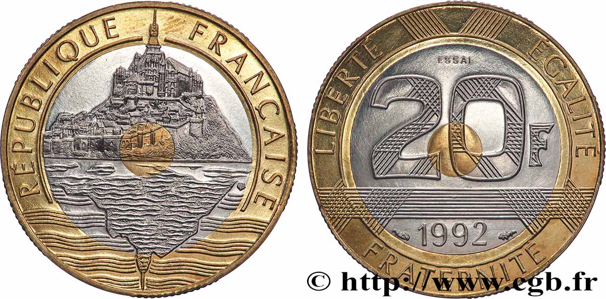 Essai de 20 francs Mont Saint-Michel 1992 Pessac F.403/1 MS 