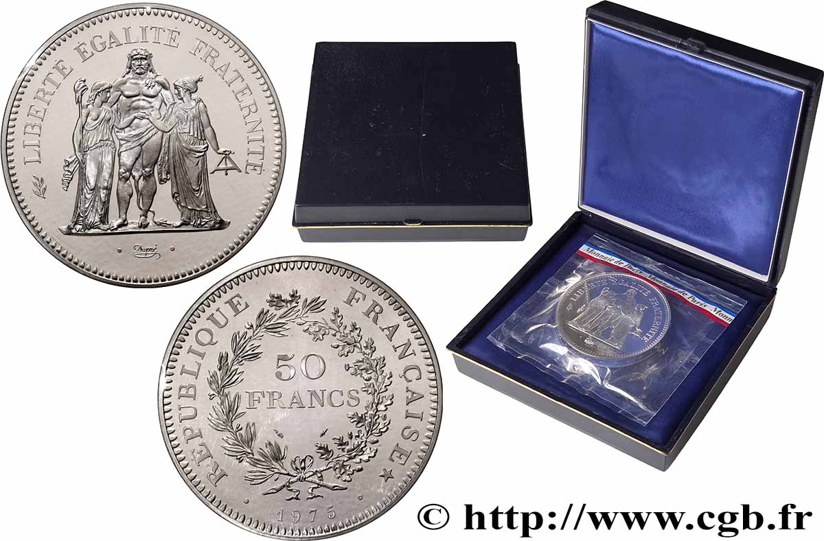 Piéfort argent de 50 francs Hercule 1975  GEM.223 P1 FDC 